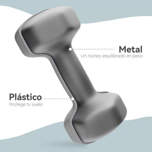 Juego de 2 Mancuernas Hexagonales de 2 x 6 kg de Metal Recubiertas en Plástico para Entrenamiento en Casa Gimnasio Gris [2]