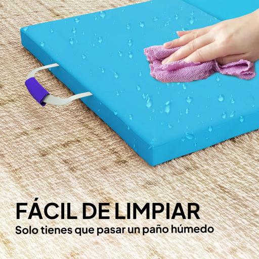 Colchoneta Gimnasia Plegable de 2 Pulgadas de Grosor con Asas de Transporte y Bolsa para Yoga Aeróbic Azul [3]