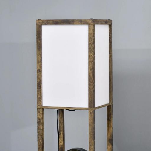 Lámpara de Pie con 3 Estantes de Almacenaje para Bombilla E27 Potencia Máx. 40W para Salón 26x26x160 cm Marrón Rústico [5]