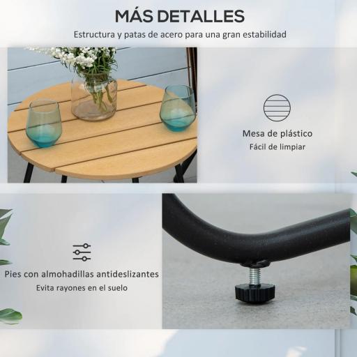 Conjunto de Muebles de Jardín de Ratán 3 Piezas Incluye 1 Mesa y 2 Sillones con Cojines Acolchados Gris [5]