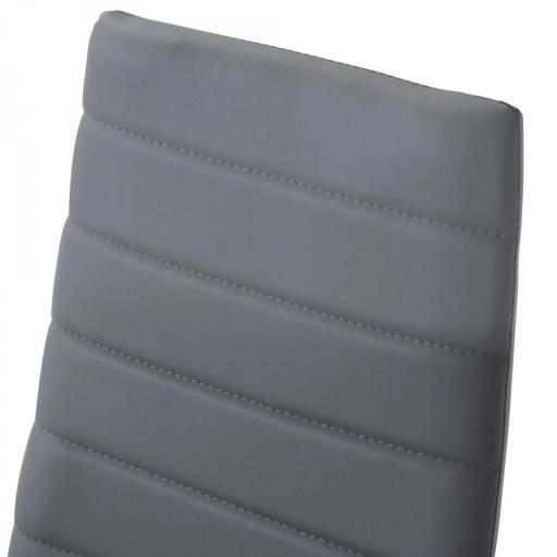 Juego Mesa de Comedor y 4 Sillas Conjunto de Muebles de 5 Piezas Mesa Redonda Ø90x75 cm y 4 Sillas 42x52x96 cm Gris [7]