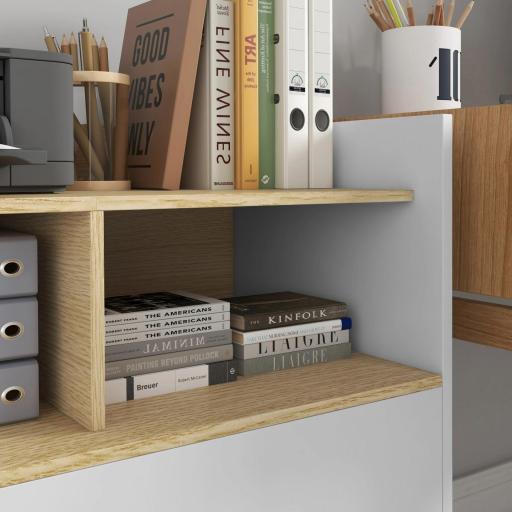 Armario Archivador con Ruedas Cajón Barras Colgantes para Tamaño A4 y 2 Compartimentos 76x40x75,5 cm Roble y Blanco [4]