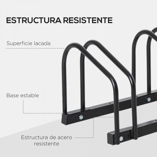 Aparcamiento para 6 Bicicletas Soporte de Acero para Aparcar Bicicletas en el Suelo o Pared 179x33x27 cm Negro [2]