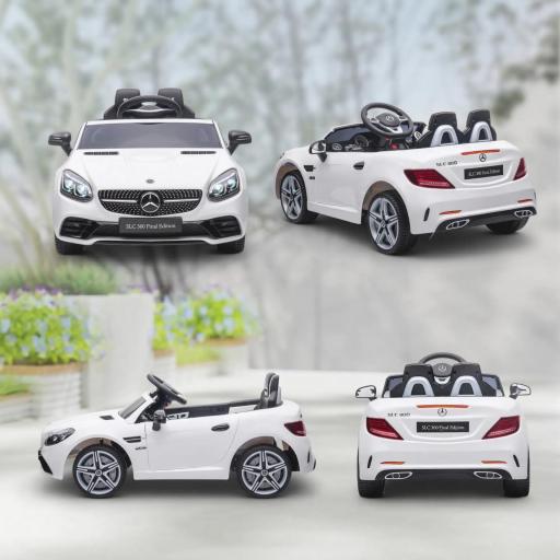 Coche Eléctrico Mercedes SLC 300 12V para Niños de 3-6 Años con Mando a Distancia Faros LED Bocina 107x62,5x44 cm Blanco [1]