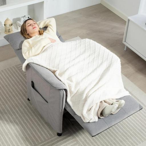 Sillón Reclinable con Motor sin Escobillas Reposapiés Tapizado Resistente y Bolsillos Laterales 80x83x104 cm Gris [6]