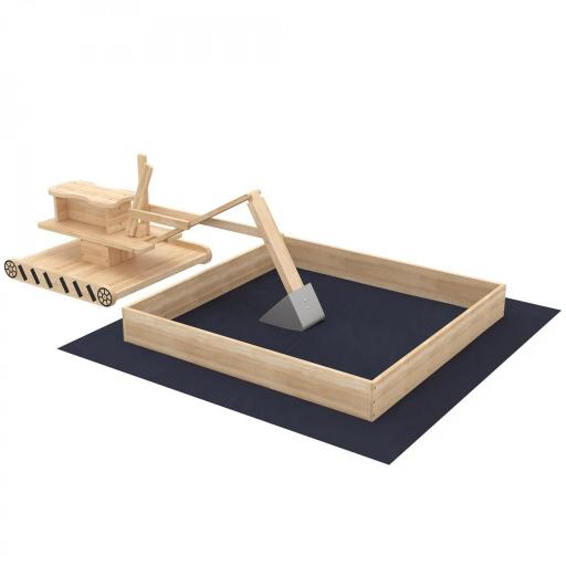 Arenero para Niños de Madera con Excavadora Arenero Infantil con Asiento Giratorio 360° y Forro 184x90x56 cm Natural [9]