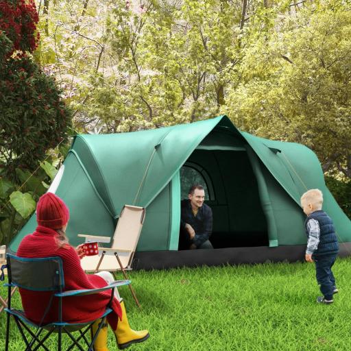 Tienda de Acampada para 5-6 Personas Impermeable 3000mm+ con Bolsa de Transporte y Gancho 455x220x180 cm Verde