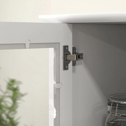 Alacena de Cocina Despensa Armario de Cocina con 2 Puertas de Vidrio Templado Cajón 61x35x168,5 cm Blanco [7]