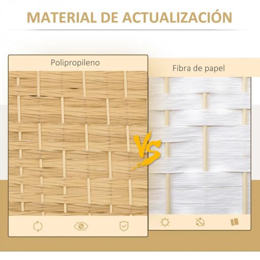 Separador de Ambientes de 6 Paneles Biombo Plegable 270x180 cm Pantalla de Privacidad de Polipropileno Natural [4]