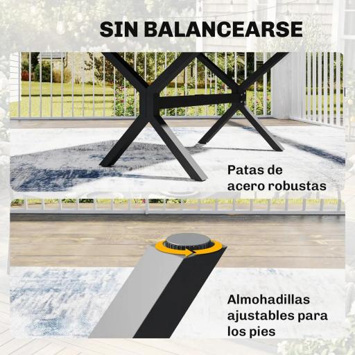 Mesa de Comedor Exterior Extensible 154/214 cm para 8-10 Personas de Aluminio Acero con Tapa Imitación Madera Gris [7]
