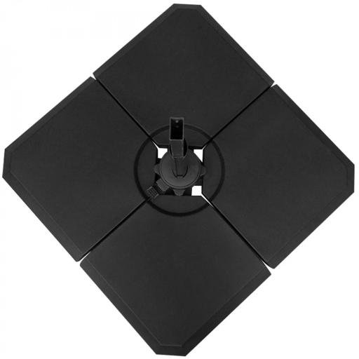 Set de 4 Piezas Soporte de Parasol Base para Sombrilla Terreza o Jardín Rellenable de 80 kg de Agua o 120 kg de Arena Estable 100x100x9,5 cm Negro [9]