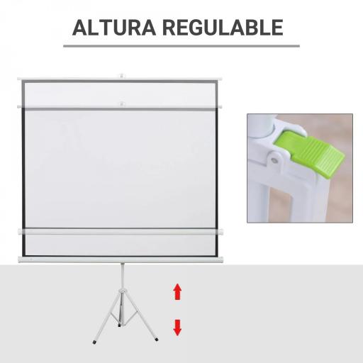 Pantalla de Proyección Manual con Soporte 100 Pulgadas Formato 4:3 para Interior y Exterior 203x152 cm Blanco [3]