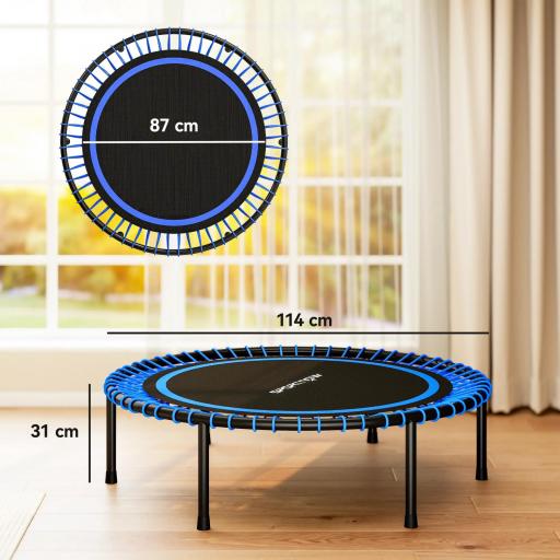 Cama Elástica Fitness Ø114 cm con Marco de Acero Reforzado para Entrenamiento Piernas Cuerpo Azul y Negro [3]