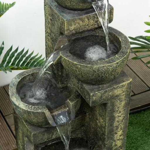 Fuente de Agua en Cascada de 4 Niveles 5W con Bomba de Agua y Salida de Agua Ajustable 25x24x60 cm Multicolor [7]