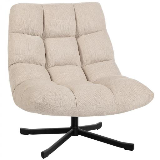 Butaca de Salón Giratoria Moderna Tapizada en Chenilla con Asiento Ancho Base Cruz y Patas de Acero Sillón Relax Crema [9]