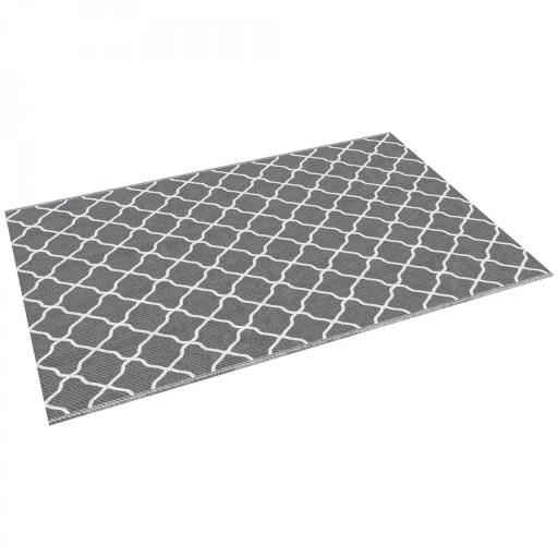 Alfombra Exterior Reversible 182x274 cm de Plástico Impermeable para Terraza Patio Camping Playa Gris y Blanco [10]