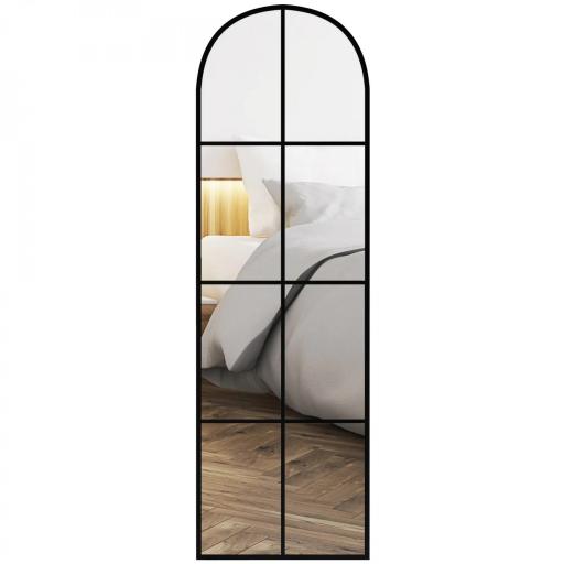 Espejo de Pared de Cuerpo Entero con Diseño Arqueado y Marco de Metal para Dormitorio o Recibidor 40x160 cm Negro [9]