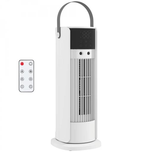 Ventilador de Escritorio con Niebla Luz RGB3 Velocidades Oscilación de 90° Temporizador de 10H Control Remoto Blanco [9]