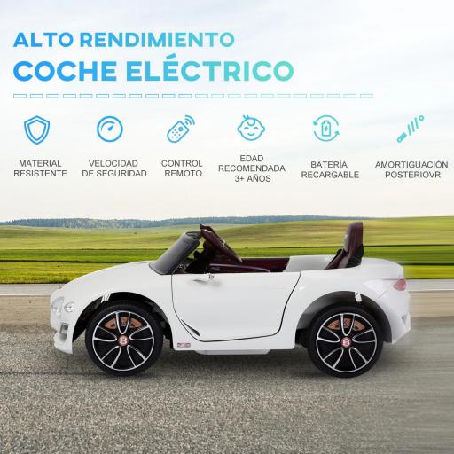 Coche Eléctrico para Niños Bentley GT Coche de Batería para Niños de +3 Años Velocidad 2,5-5 km/h 108x60x43 cm Blanco [2]
