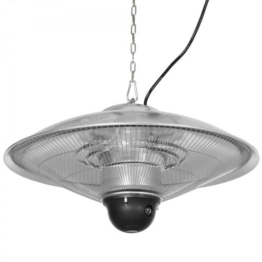 Calefactor Exterior de Techo 1010/2210W Estufa de Infrarrojos con Mando a Distancia Ø58,5x33 cm 12,6 m² Plata [8]