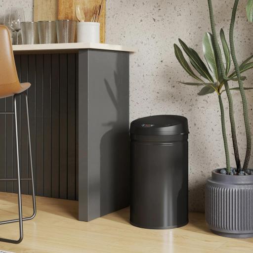 Cubo de Basura Cocina Automático 30 L Sensor Infrarrojo Cierre Automático Antihuellas Acero Inoxidable Negro [7]