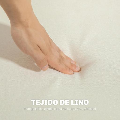 Sofá de 2 Plazas Tapizado en Lino con Reposabrazos y Patas de Madera Carga 250 kg para Dormitorio Oficina Crema [5]