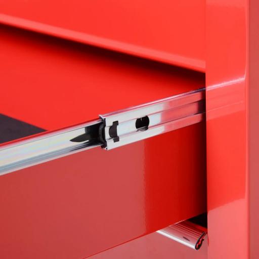 Caja Taller Carro de Herramientas con Ruedas Cerradura tipo Mueble de Almacenamiento para Taller Garaje y Hogar Chapa de Acero 69x33x75 cm Rojo [2]