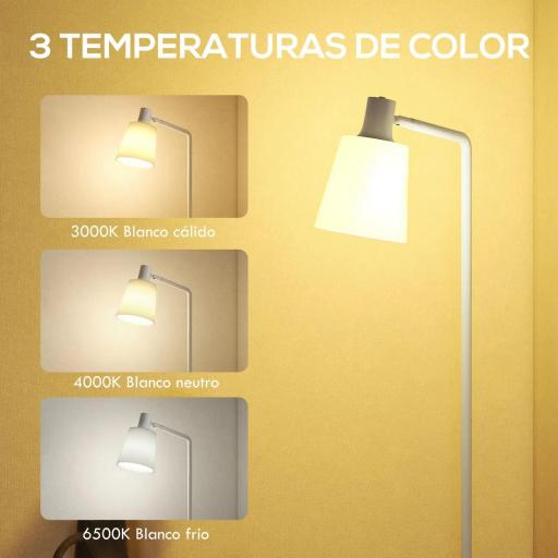 Lámpara de Pie LED Regulable con 3 Temperaturas de Color 3000K-6500K Pantalla Giratoria Bombilla E27 Blanco [7]