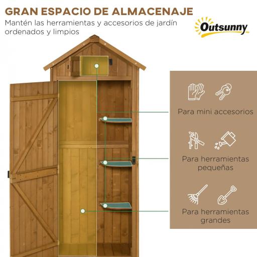 Cobertizo para Almacenaje de Herramientas 77x54,2x179 cm 0,3 m² Armario de Jardín de Madera con 3 Estantes y 2 Puertas [2]