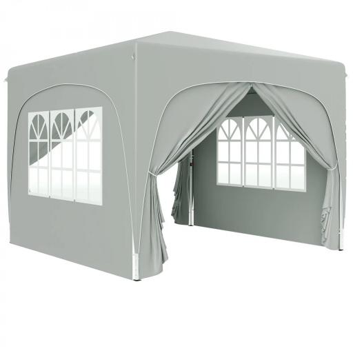 Gazebo de Jardín 3x3m Plegable con Altura Ajustable, Protección UPF50+ y Bolsa, Gris Claro [3]