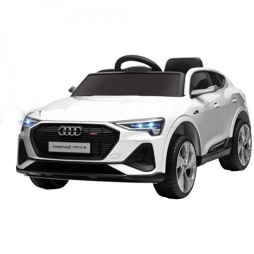 Coche de Batería para Niños 12V Audi E-tron con Mando a Distancia Faros Bocina Música Velocidad 3-5 km/h Blanco [10]