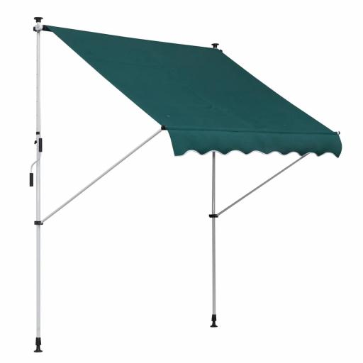 Toldo Manual Retráctil 200x150x170-280 cm para Balcón y Terraza con Altura Ajustable con Manivela Verde [8]