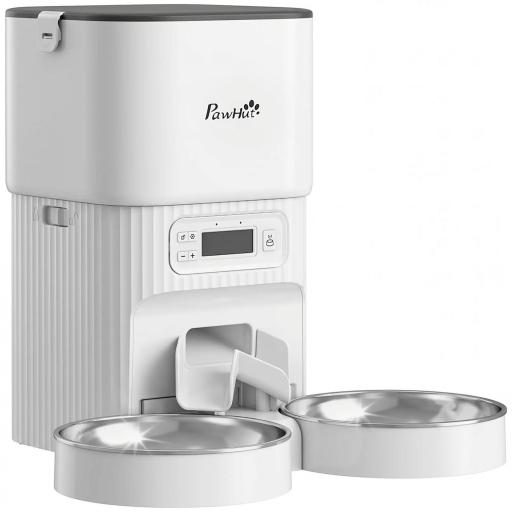 Comedero Gato Automático 4L Dispensador Comida para Gatos/Perros 1-6 Comidas al Día 2 Cuencos 2 Fuentes de Alimentación [9]