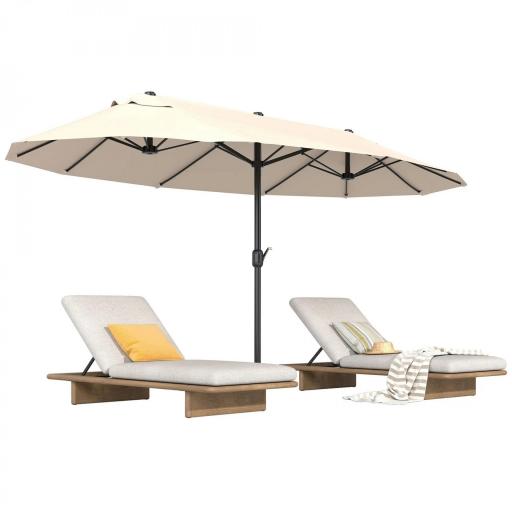 Sombrilla Doble para Jardín 460x270x240 cm Parasol Anti UV con Manivela para Exterior Patio Terraza Piscina Color Beige [9]