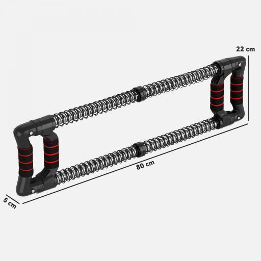 Expansor de Pecho con Resistencia Ajustable de 10-50 kg para Desarrollo Muscular de Brazos 80x22x5 cm Negro [1]