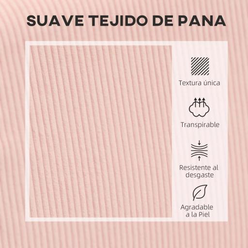 Sofá de 2 Plazas Tapizado en Pana con 2 Puertos USB 1 Puerto Tipo-C y Patas de Madera Carga 240 kg 110x60x85 cm Rosa [6]