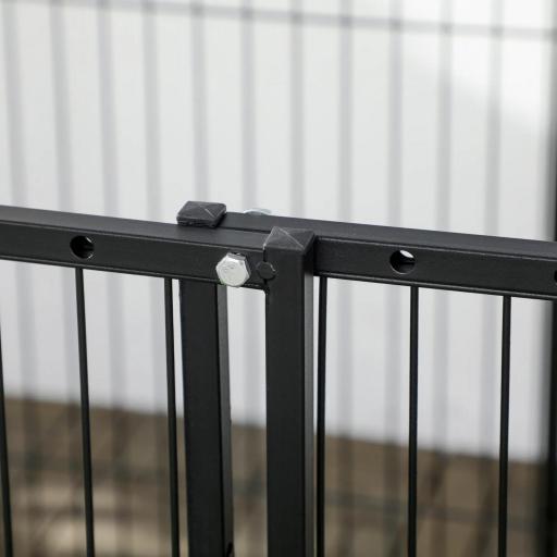 Parque para Perros de 6 Paneles Ajustable Valla Metálica para Mascotas con Marco de Acero 82,5-150x79x81 cm Negro [7]