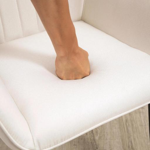 Pack de 2 Sillas de Cocina con Respaldo Reposabrazos y Patas de Metal para Salón 59,5x56,5x81 cm Beige [7]