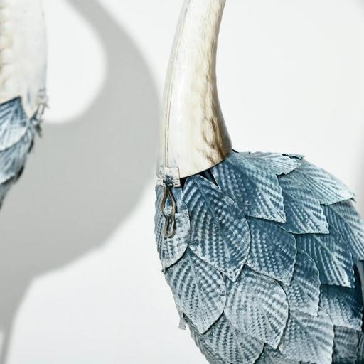 Set de 2 Estatuas de Grulla de Acero para Jardín con Pintura Resistente y Estacas de Suelo para Decoración de Césped [7]