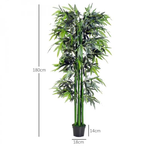 Planta Artificial 180 cm con Cañas Maceta Árbol Artificial Decoración para Hogar Salón Oficina Verde [1]