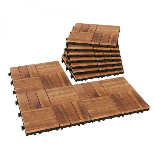 Set de 10 Piezas Baldosas de Exterior de Madera 31x31 cm 0,91 m² Suelo de Jardín Exterior Antideslizantes Marrón Oscuro [9]