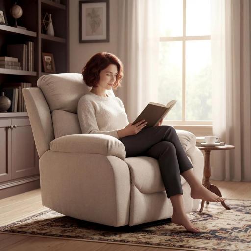 Sillón Relax Reclinable Manual Tapizado en Tela Aspecto Lino Reposapiés Reposabrazos Acolchado Grueso Beige