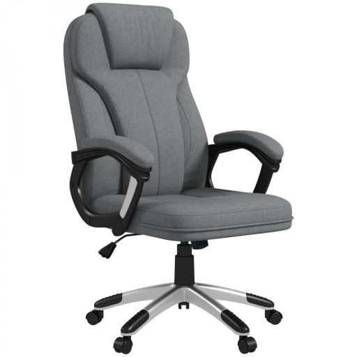 Silla de Escritorio Silla de Estudio Giratoria con Función Basculante Altura Ajustable Reposabrazos 66x75x110-120cm Gris [9]
