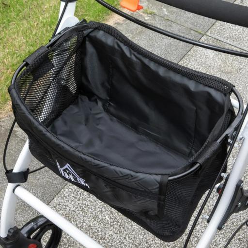 Andador para Personas Mayores Plegable de Aluminio con 4 Ruedas Bandeja Altura Ajustable Frenos de Maneta Blanco [8]