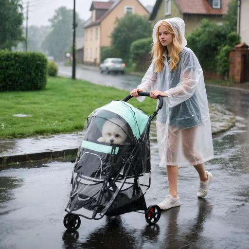 Carrito para Perros Pequeños con Cesta de Almacenaje Cubierta para Lluvia y Ventana de Malla 80,5x51,5x100 cm Verde