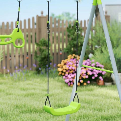 Columpio Infantil 3 en 1 con Tienda Anillas y Altura Ajustable para Niños de 3-8 Años Estructura Metálica 283x180x182 cm [7]