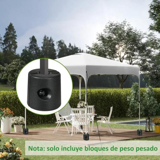 Pack de 4 Pesos para Carpas Plegables Soportes Rellenables con 8,7 kg de Agua o 12 kg de Arena Ø21,5/24x25,5 cm Negro