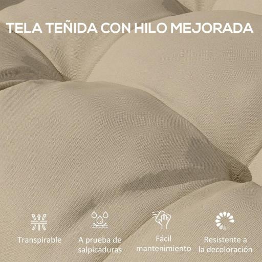 Conjunto de Cojines para Sillas de Comedor y Jardín Impermeable y Anti-UV con 2 Cordones de Fijación 48x48x10 cm Caqui [2]