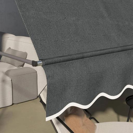 Toldo Manual Retráctil para Balcón 300x120x210-300 cm con Manivela Altura Ajustable Impermeable y Anti-UV Gris Oscuro [6]