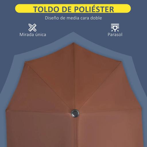 Parasol de Terraza 200x190x240 cm con Manivela Poste de Acero y Base Cruzada Anti-UV para Terraza Balcón Café [2]